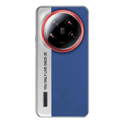 Funda de cuero con textura de diamante para Xiaomi 14 Ultra Camera Design PC (azul)