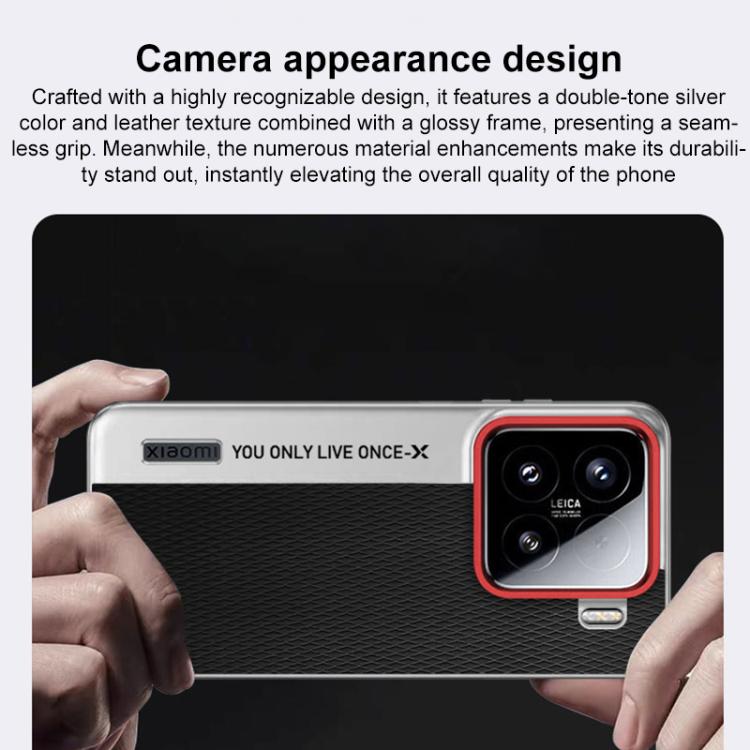 Funda de cuero con textura de diamante para Xiaomi 15 Ultra Camera Design PC (naranja)