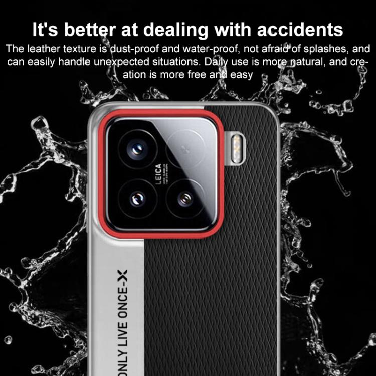 Funda de cuero con textura de diamante para Xiaomi 15 Ultra Camera Design PC (naranja)