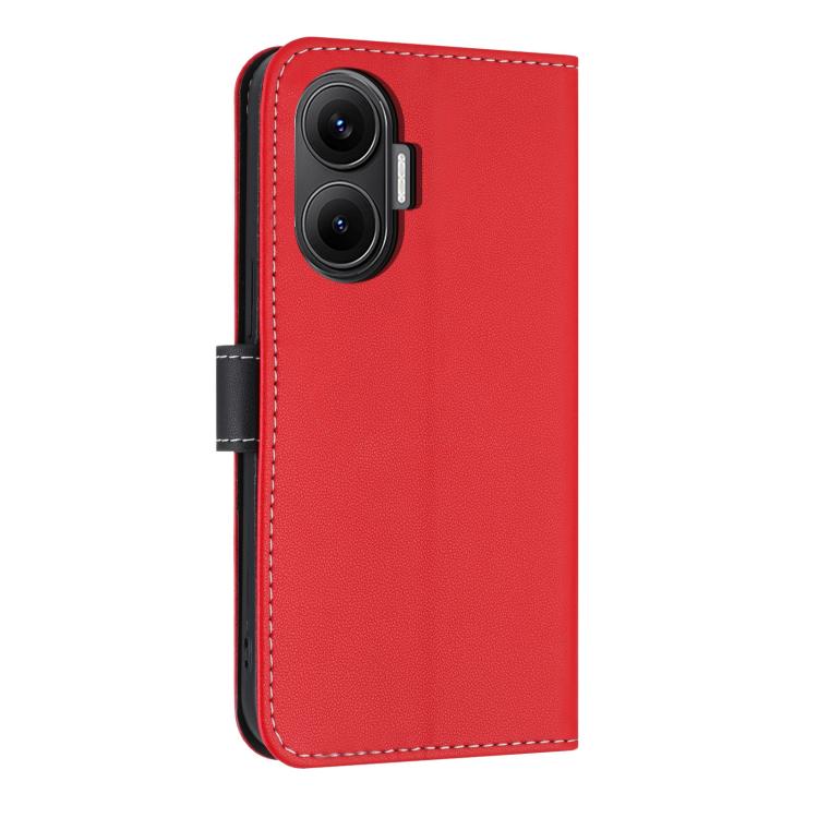 Funda de cuero con lazo metálico y correa de mano para Redmi Turbo 4 Pro / Poco X7 Pro (roja)