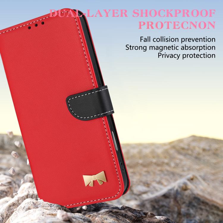 Funda de cuero con lazo metálico y correa de mano para Redmi Turbo 4 Pro / Poco X7 Pro (roja)