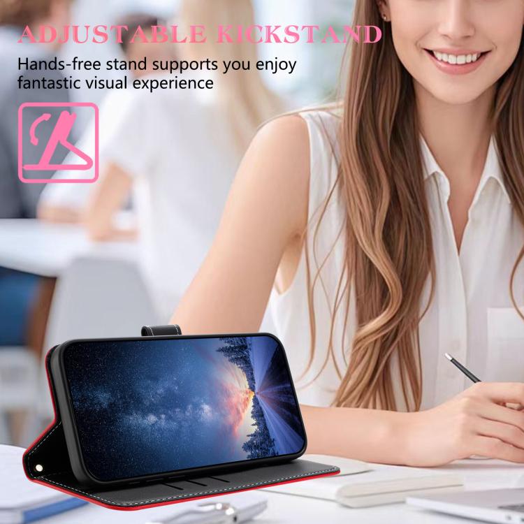 Funda de cuero con lazo metálico y correa de mano para Redmi Turbo 4 Pro / Poco X7 Pro (roja)