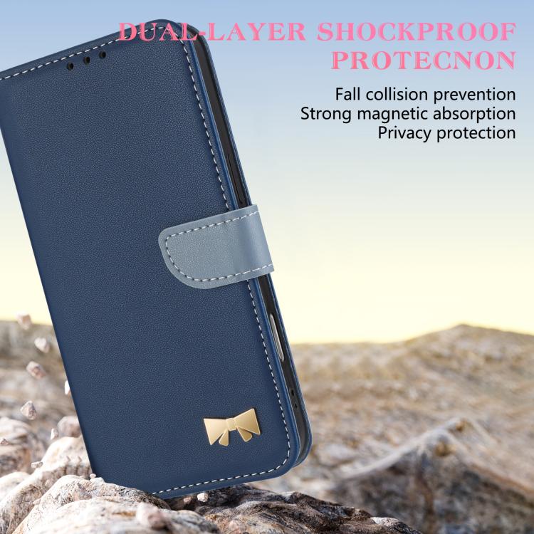 Funda de cuero con lazo metálico y correa para la mano para Redmi Turbo 4 Pro / Poco X7 Pro (azul oscuro)