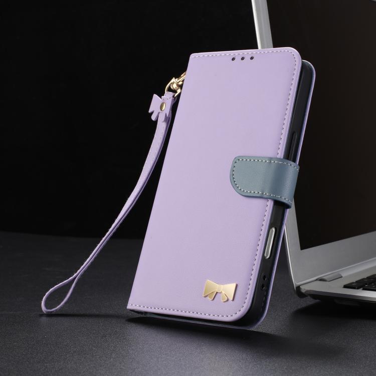 Funda de cuero con lazo metálico y correa para la mano para Redmi Turbo 4 Pro / Poco X7 Pro (morado)