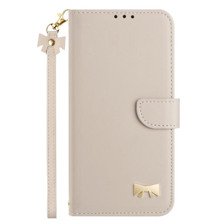 Funda de cuero con lazo metálico y correa para la mano para Redmi Turbo 4 Pro / Poco X7 Pro (albaricoque)