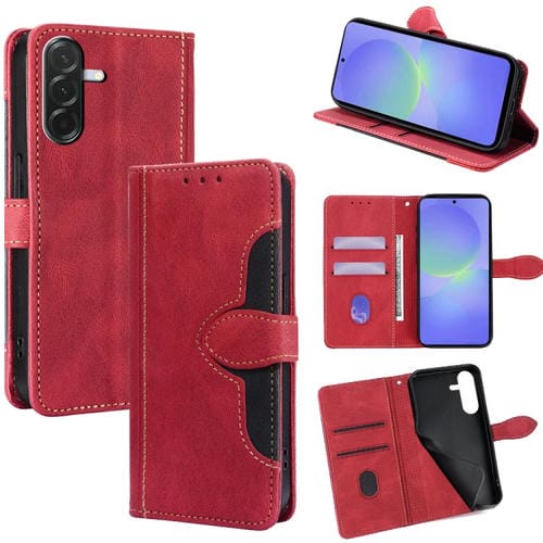 Funda de cuero con hebilla magnética y tacto suave para Samsung Galaxy A36 5G (roja)