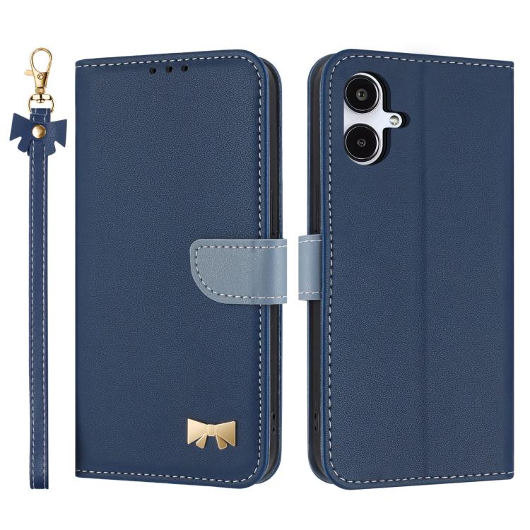 Funda de cuero con lazo metálico y correa para Samsung Galaxy A06/A07 4G (azul oscuro)