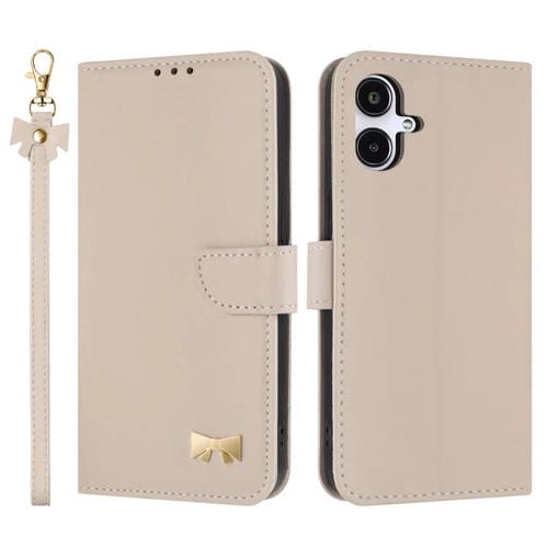Funda de cuero con lazo metálico y correa para Samsung Galaxy A06/A07 4G (albaricoque)