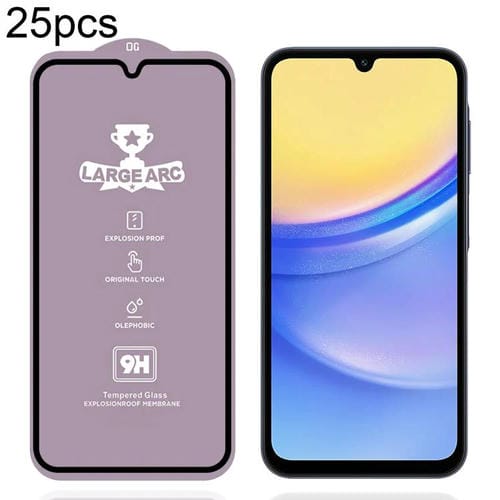 Película de vidrio templado de arco grande de aluminio de alta resistencia, 25 unidades, 9H, 0,4 mm, para Samsung Galaxy A15 4G