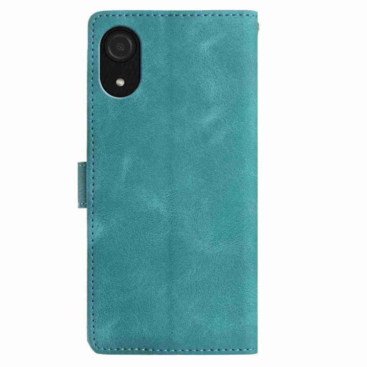 Funda de cuero con estampado floral en relieve para Samsung Galaxy A03 Core (verde)