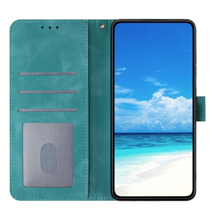 Funda de cuero con estampado floral en relieve para Samsung Galaxy A03 Core (verde)
