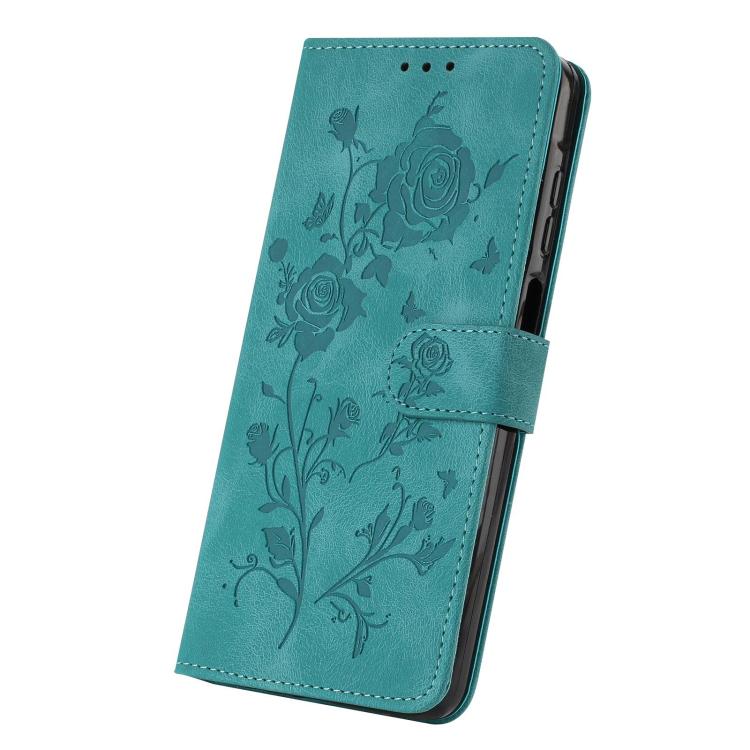 Funda de cuero con estampado floral en relieve para Samsung Galaxy A03 Core (verde)