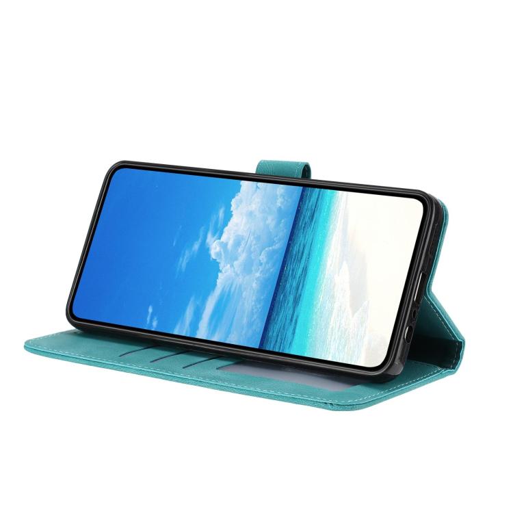 Funda de cuero con estampado de rosas en relieve para Samsung Galaxy A04 (verde)