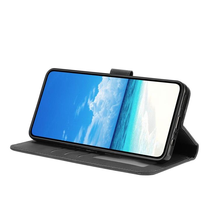Funda de cuero con estampado floral en relieve para Samsung Galaxy A15 (negra)