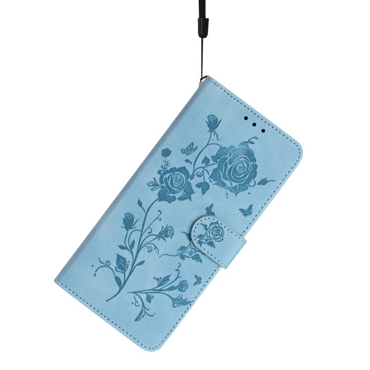 Funda de piel con estampado floral en relieve para Samsung Galaxy A41 (azul cielo)