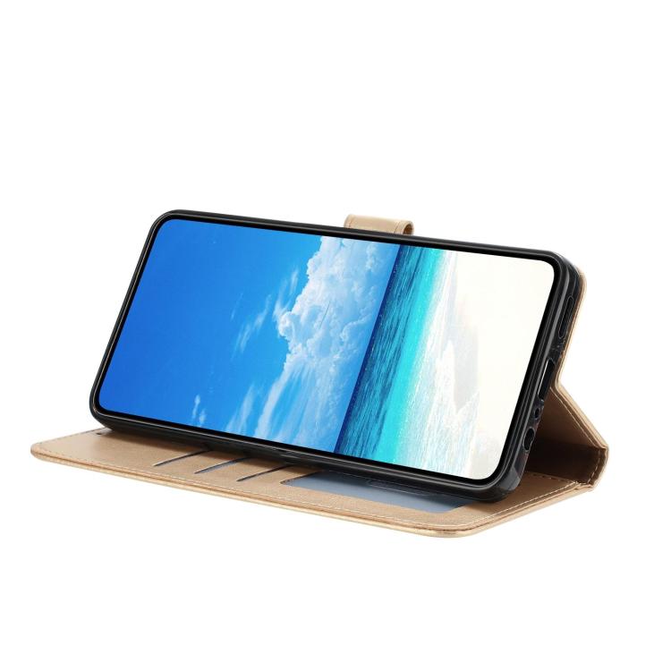 Funda de piel con estampado de rosas en relieve para Samsung Galaxy A52 (dorada)