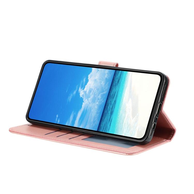 Funda de cuero con estampado floral en relieve para Samsung Galaxy A53 (oro rosa)