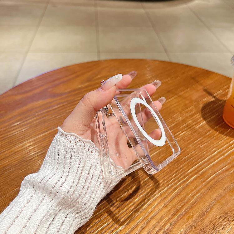 Funda de TPU acrílica transparente magnética MagSafe para Samsung Galaxy Z Flip7 5G con gran orificio para cámara (transparente)