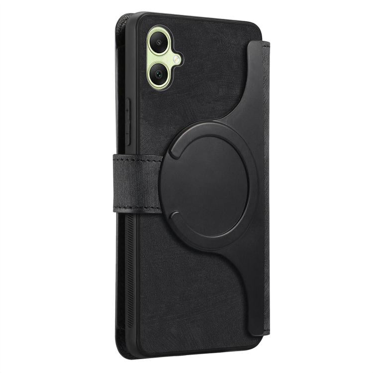 Funda Neo MagSafe RFID antirrobo con cremallera para Samsung Galaxy A06, de cuero estilo retro (negra)