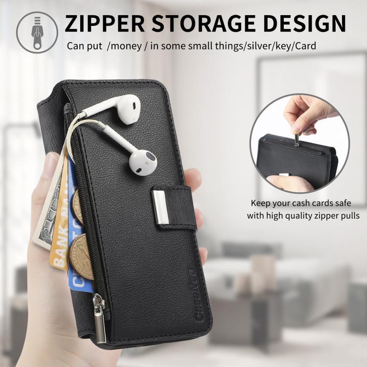 Funda Neo MagSafe RFID antirrobo con cremallera para Samsung Galaxy A16, de cuero estilo retro (negra)