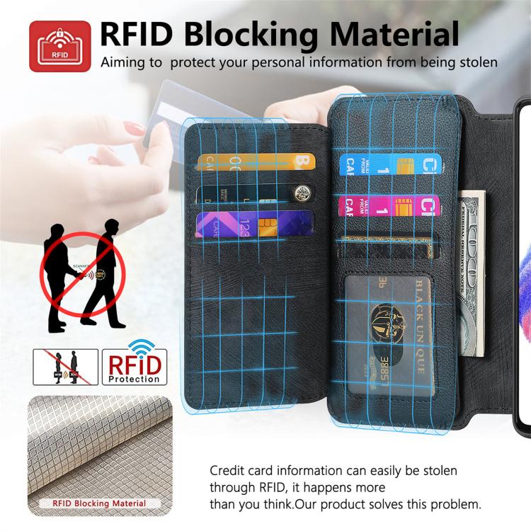 Funda Neo MagSafe RFID antirrobo con cremallera para Samsung Galaxy S25 Edge 5G, de cuero estilo retro (negra)