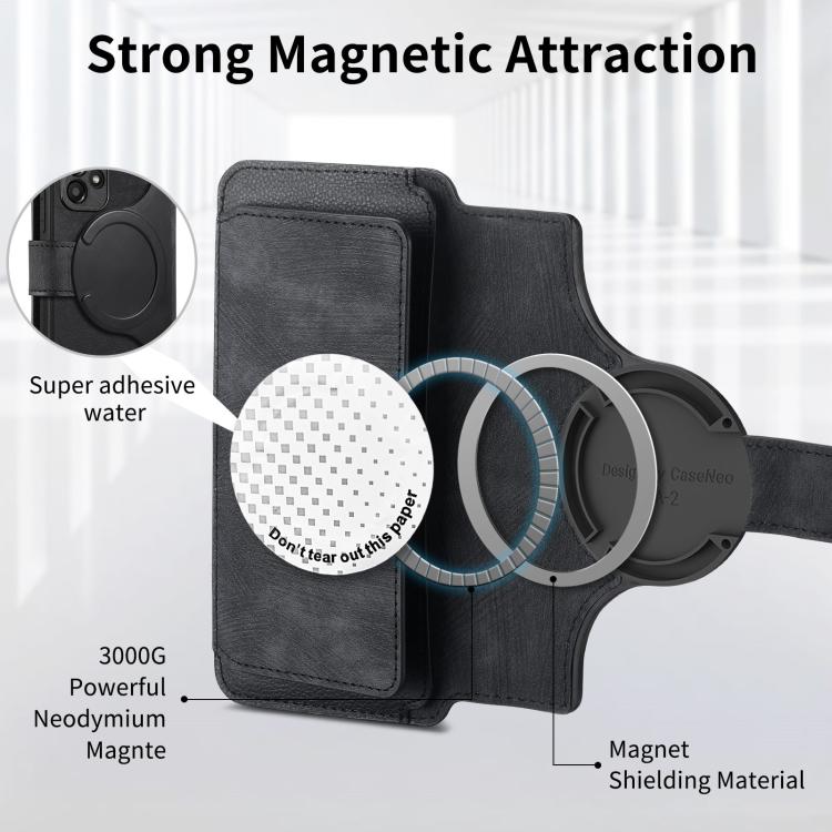 Funda Neo MagSafe RFID antirrobo con cremallera para Samsung Galaxy S25 Ultra 5G, de cuero estilo retro (negra)