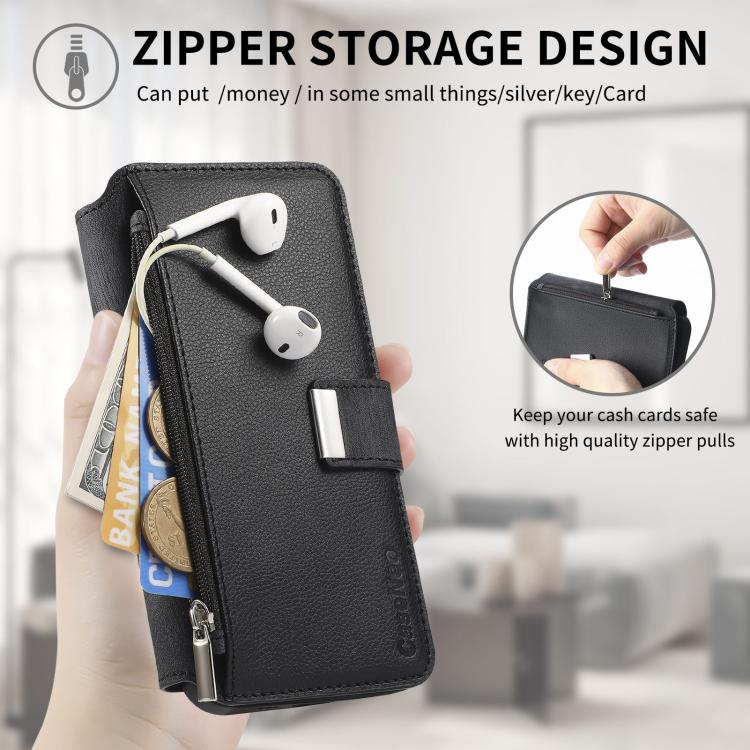 Funda Neo MagSafe RFID antirrobo con cremallera para Samsung Galaxy S25 Ultra 5G, de cuero estilo retro (negra)