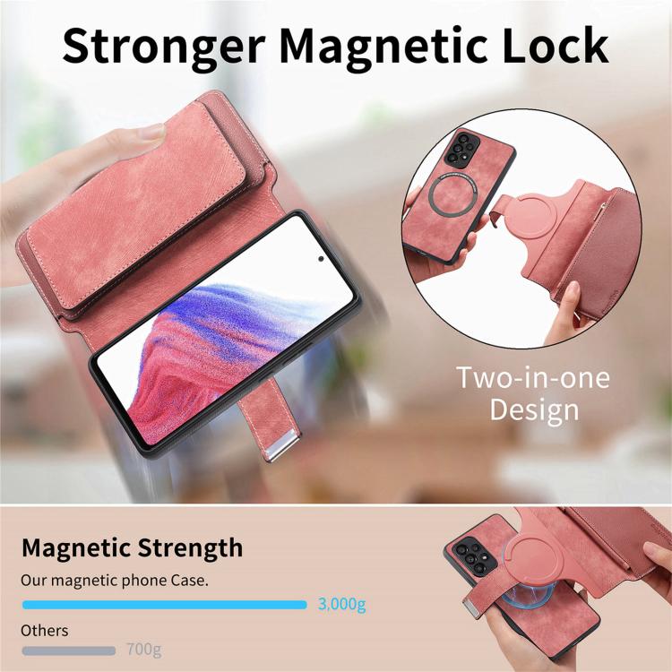 Funda Neo MagSafe RFID antirrobo con cremallera para Samsung Galaxy S24 FE 5G, estilo retro, de cuero (rosa)