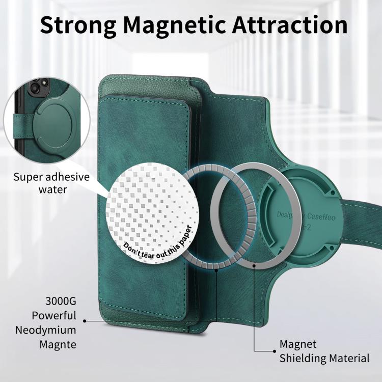 Funda Neo MagSafe RFID antirrobo con cremallera para Samsung Galaxy S24 Ultra 5G, de cuero estilo retro (verde)