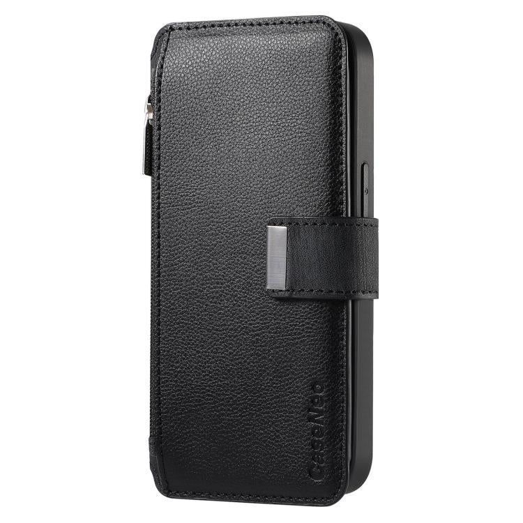 Funda Neo MagSafe RFID antirrobo con cremallera para Samsung Galaxy S23 5G, de cuero estilo retro (negra)