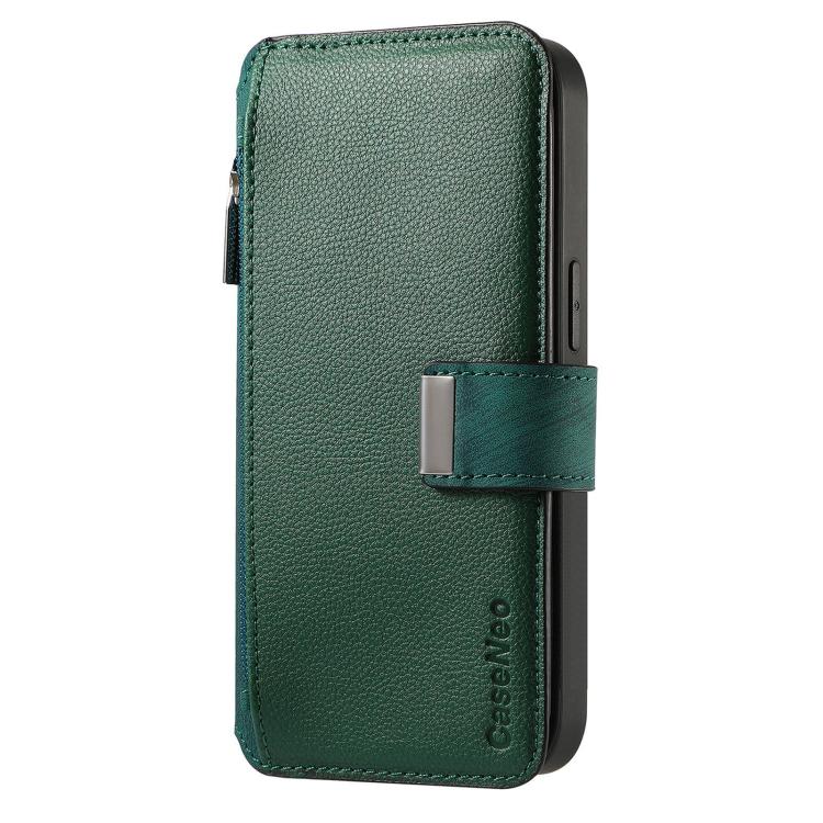 Funda Neo MagSafe RFID antirrobo con cremallera para Samsung Galaxy S23 5G, de cuero estilo retro (verde)