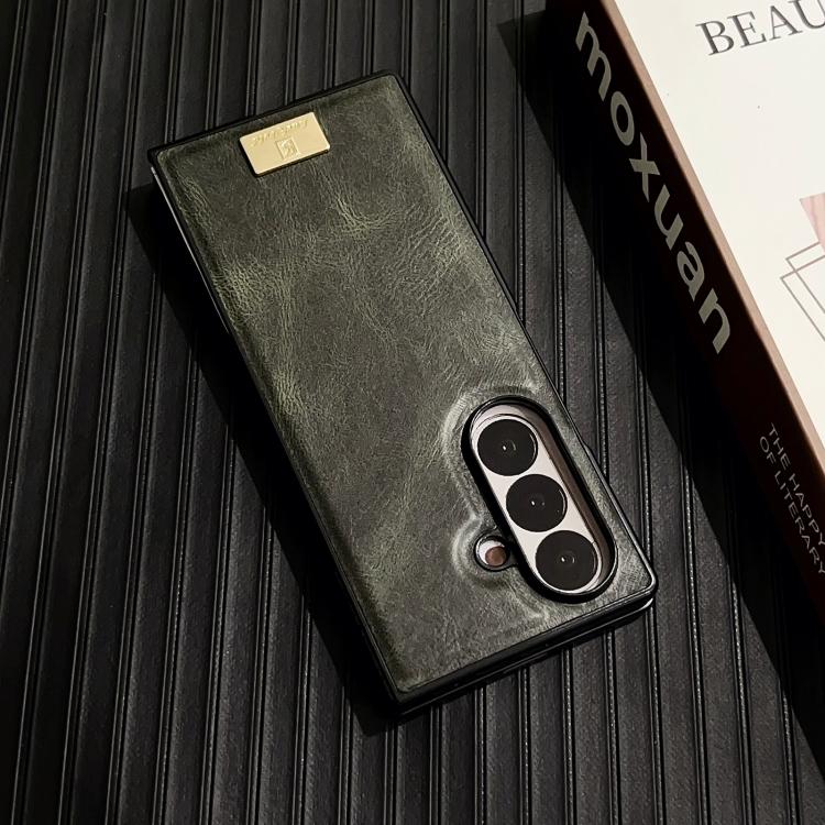 Funda de PU con textura Crazy Horse para Samsung Galaxy Z Fold7 5G (verde)