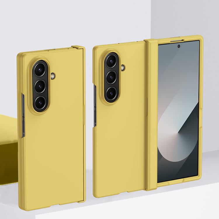 Funda de PC 3 en 1 con tacto suave para Samsung Galaxy Z Fold7 5G (amarillo limón)