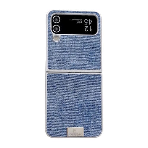Funda de poliuretano y policarbonato con marco plateado para Samsung Galaxy Z Flip4 5G (azul)