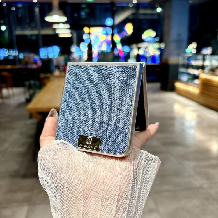 Funda de poliuretano y policarbonato con marco plateado para Samsung Galaxy Z Flip4 5G (azul)
