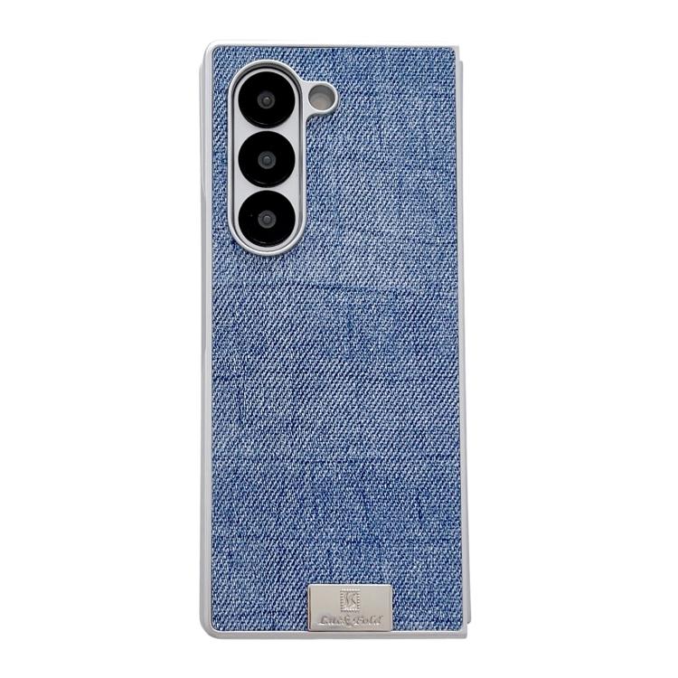 Funda de poliuretano y policarbonato con marco plateado para Samsung Galaxy Z Fold5 5G (azul)