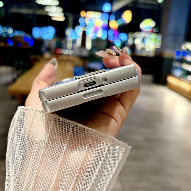 Funda de poliuretano y policarbonato con marco plateado para Samsung Galaxy Z Fold4 5G (rosa)