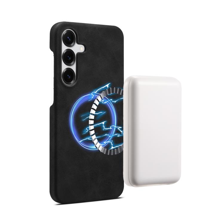 Funda MagSafe con textura retro para Samsung Galaxy S25 5G (negra)