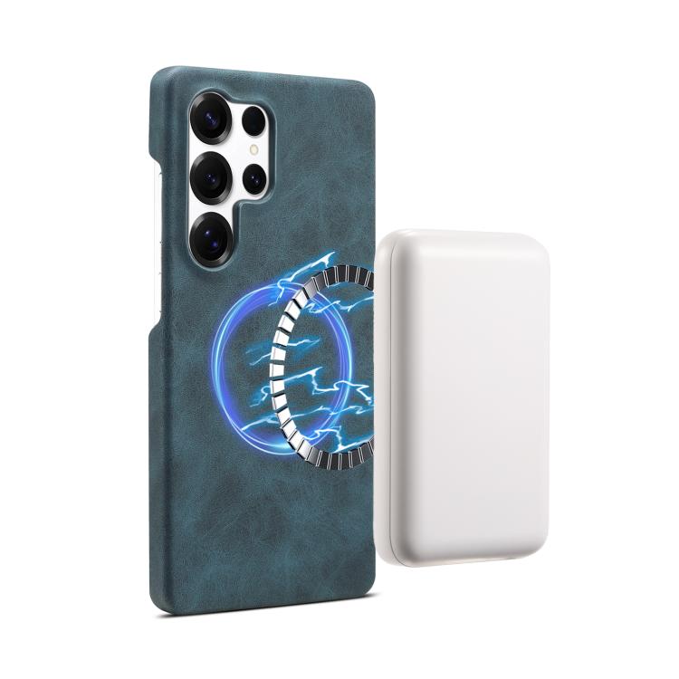 Funda MagSafe con textura retro para Samsung Galaxy S25 Ultra 5G (azul)