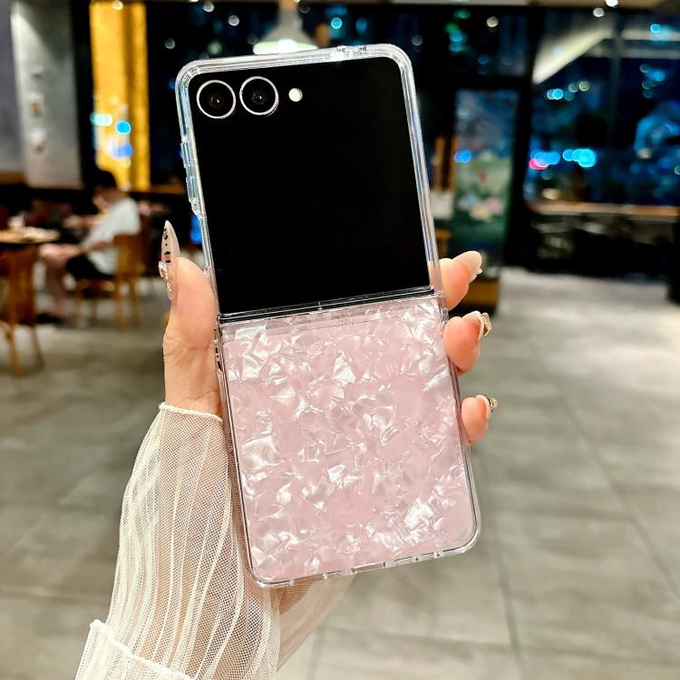 Funda con textura perlada para Samsung Galaxy Z Flip7 (rosa)