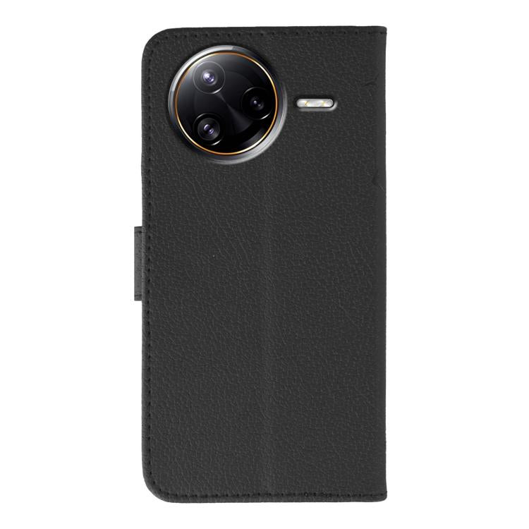 Funda de cuero con textura de lichi y estampado de plumas para Xiaomi Poco F7 Ultra / Redmi K80 Pro (negro)
