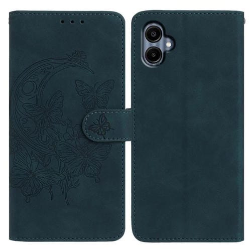 Funda de cuero con relieve y diseño de mariposas para Samsung Galaxy A07 5G (verde)