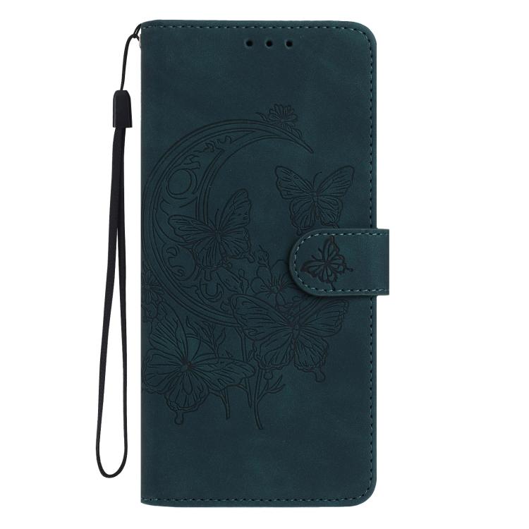 Funda de cuero con relieve y diseño de mariposas para Samsung Galaxy A17 5G (verde)