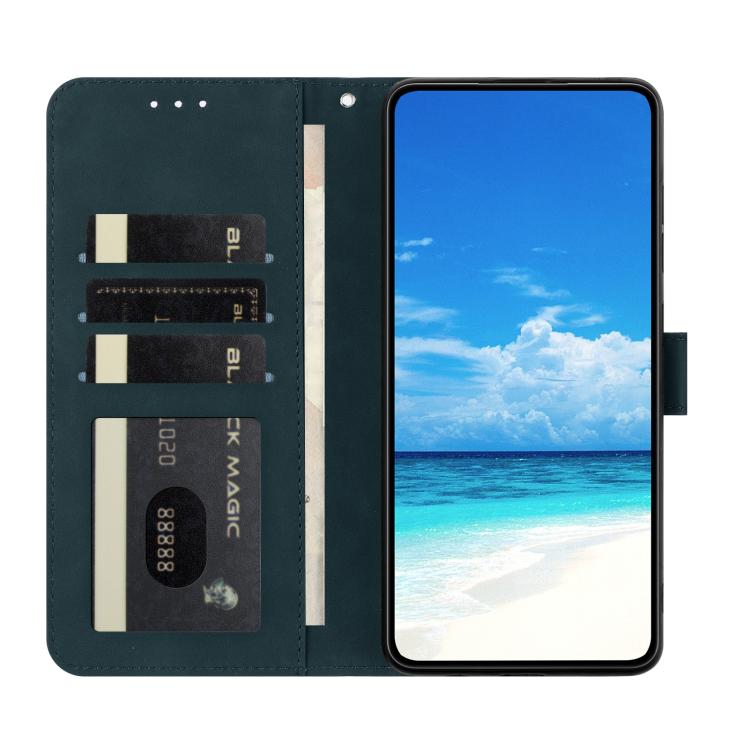 Funda de cuero con relieve y diseño de mariposas para Samsung Galaxy A17 5G (verde)