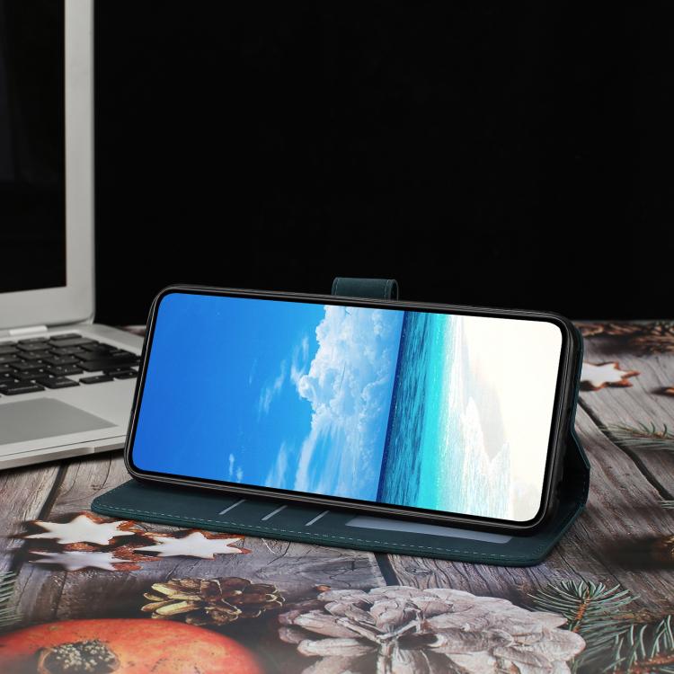 Funda de cuero con relieve y diseño de mariposas para Samsung Galaxy A17 5G (verde)