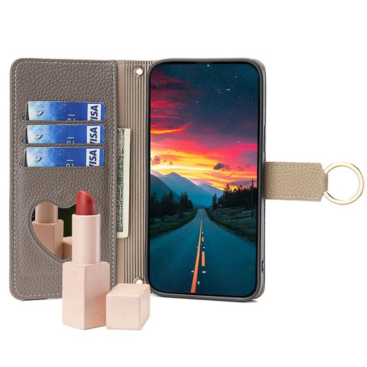 Funda de cuero con textura de lichi para Samsung Galaxy S25 5G (gris)