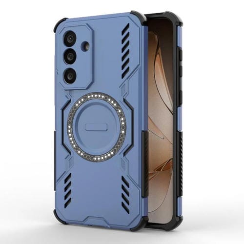 Funda con anillo magnético MagSafe y mariposa para Samsung Galaxy M56 5G (azul)