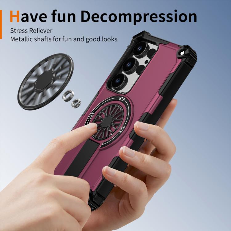 Funda MagSafe para Samsung Galaxy S24 Ultra 5G con soporte metálico, a prueba de golpes y función atril (morado)