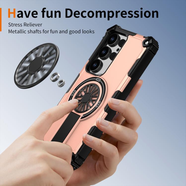 Funda MagSafe para Samsung Galaxy S24 Ultra 5G con soporte metálico, a prueba de golpes y función atril (oro rosa)