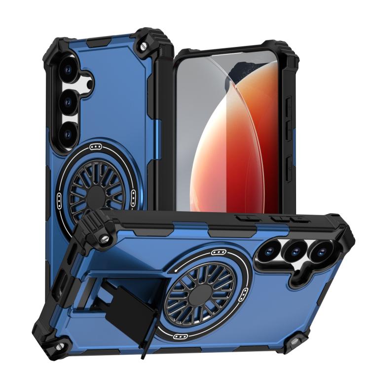 Funda MagSafe para Samsung Galaxy S24 5G con soporte metálico y a prueba de golpes (azul)